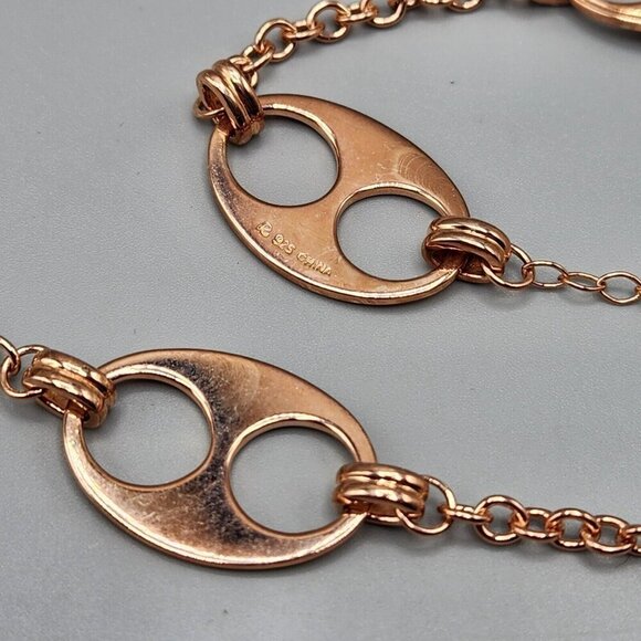 Anchor Chain Necklace Bracelet Set 925 Sterling Silver R Mark 66g Rose Gold Tone - Picture 6 of 10